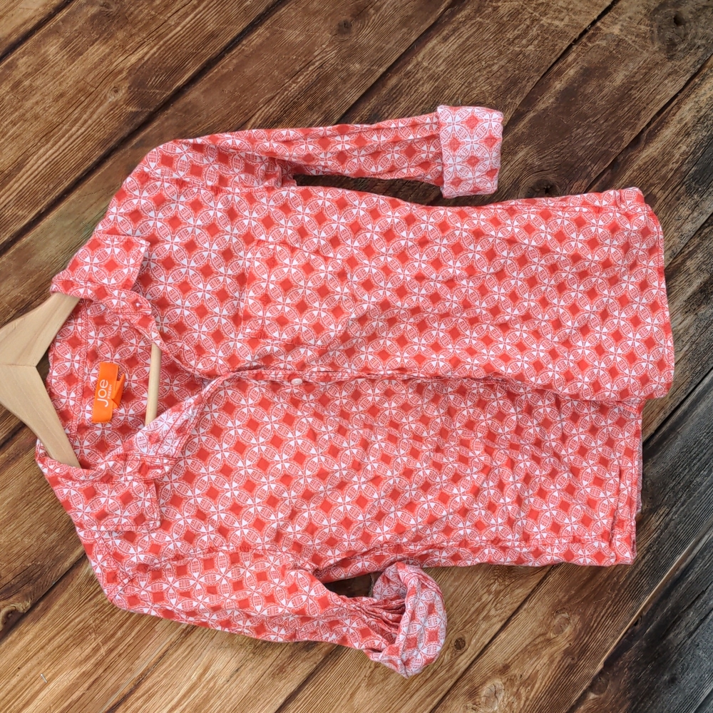 Joe Fresh blouse red/Orange cotton shirt long sleeve medium